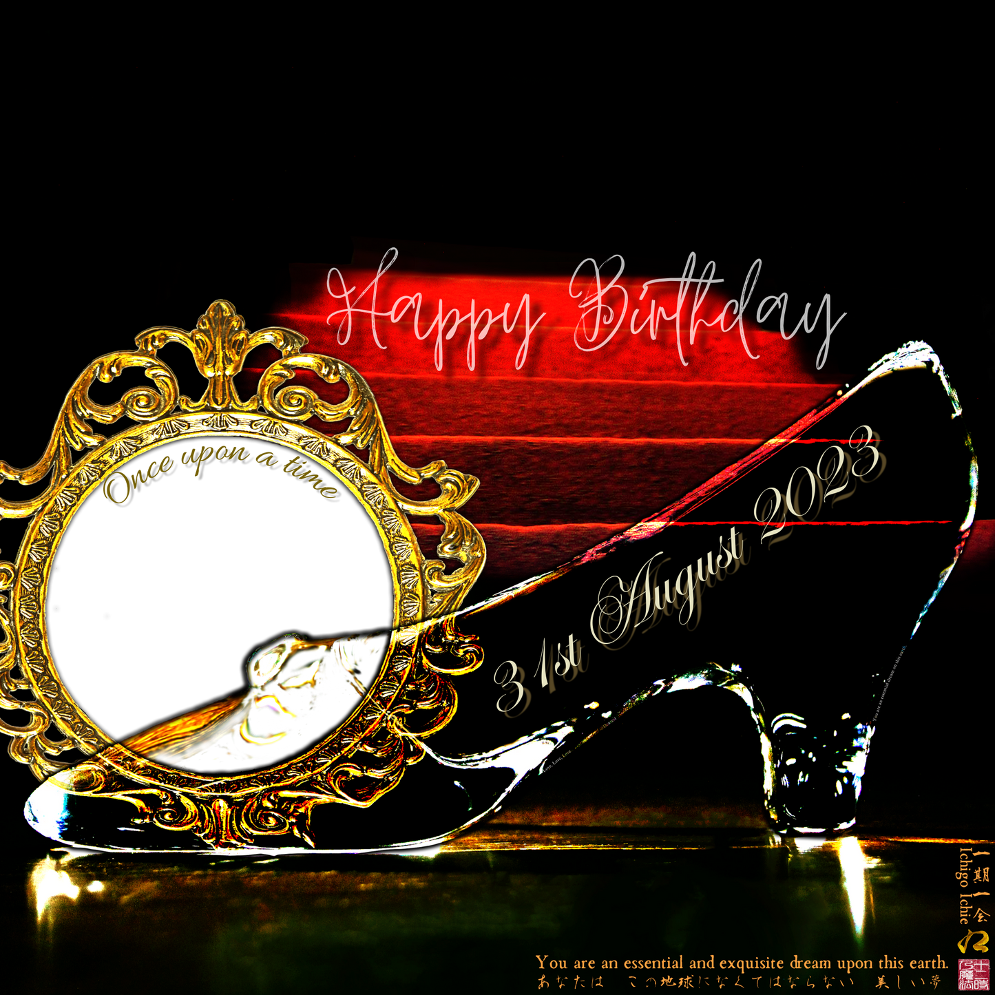 Load image into Gallery viewer, Happy Birthday Glass Slipper &amp;quot;Ichigo Ichie&amp;quot; 31st August 2023 the Left (1-of-1) NFT Art
